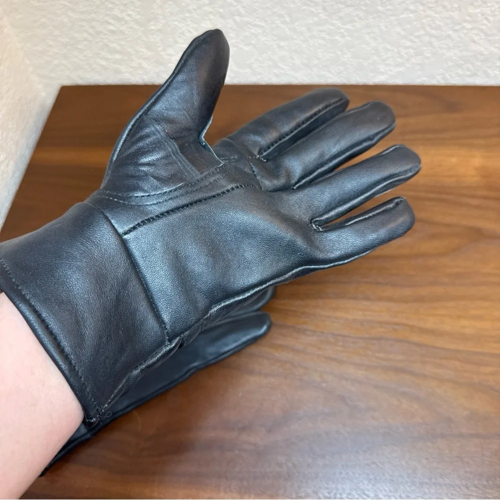 Women’s Gloves 100% Genuine‎ Lambskin Leather Lined Black Sz L Driving Walking